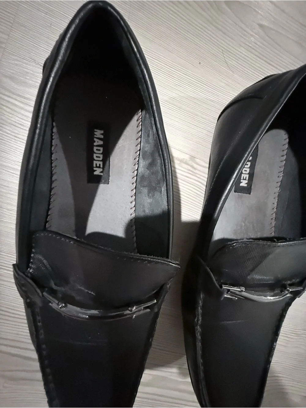 Madden Men’s Black Leather Slip-On Driving Loafers